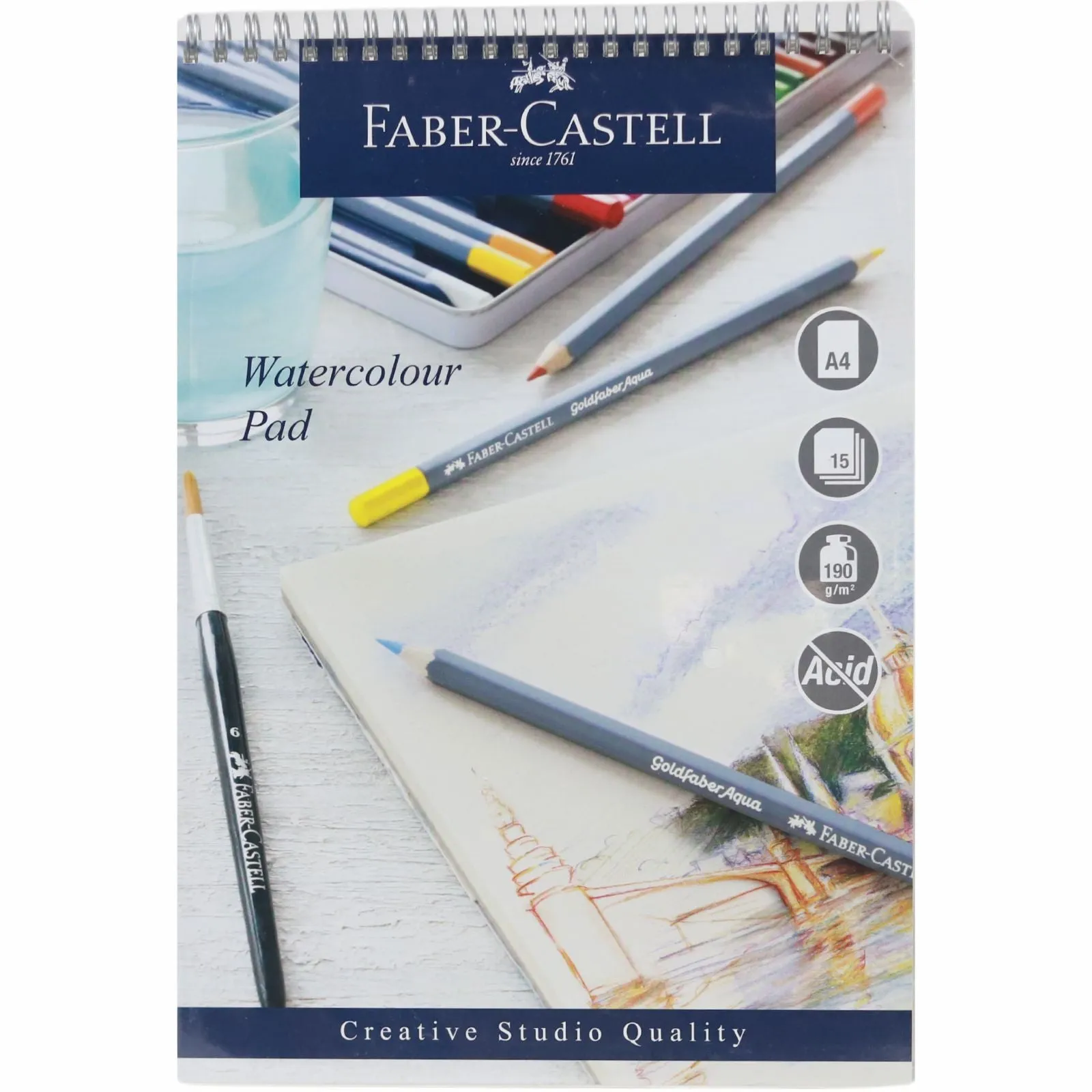 ■ Faber-Castell - Watercolour A4 Spiral Pad - 190gms - 15 Sheets
