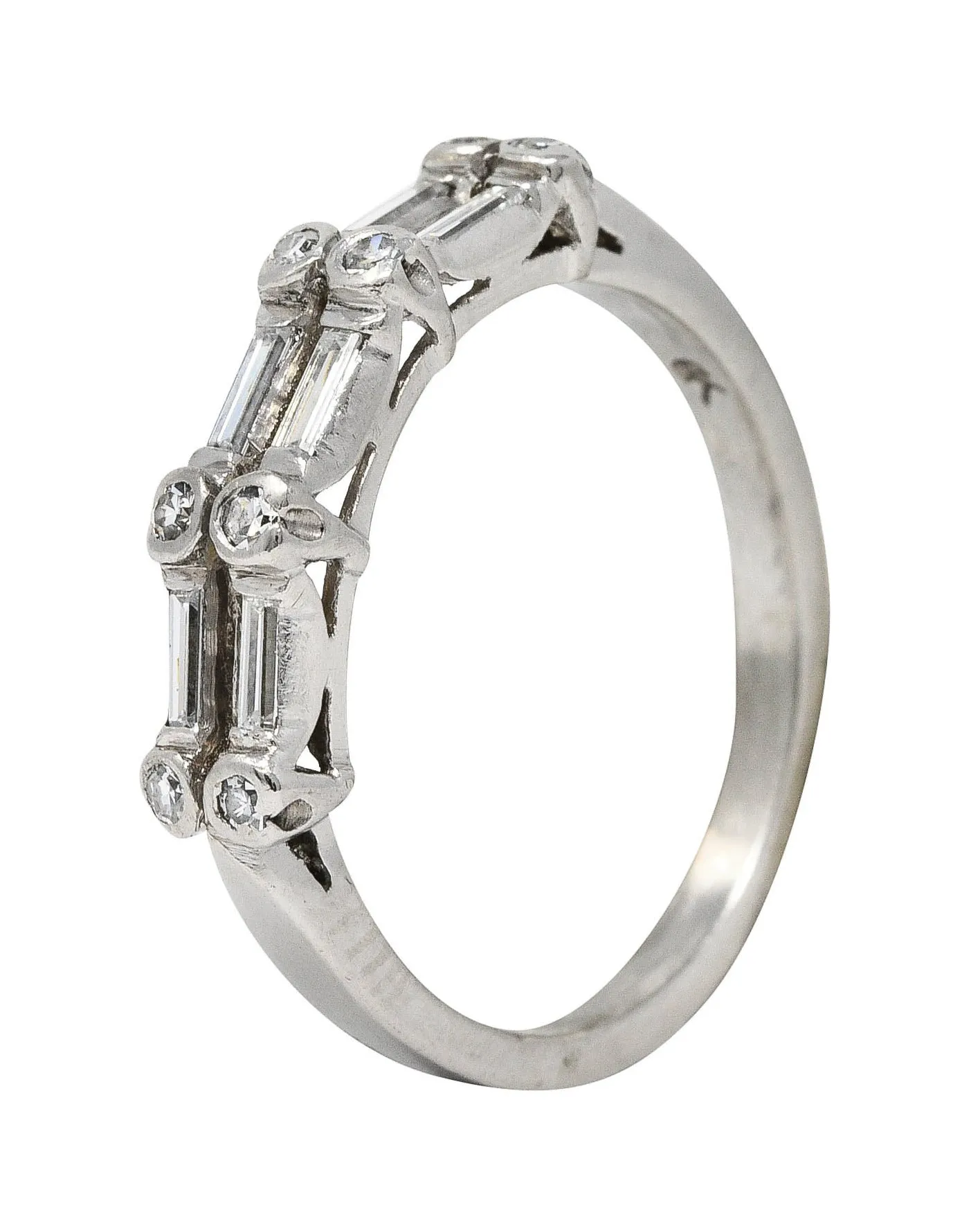 1950's Mid-Century Diamond Platinum Anniversary Band Ring