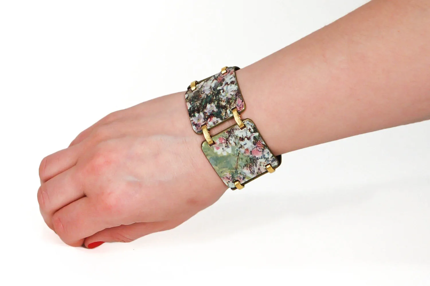 1960's Abstract Colorful Enamel and Copper Bracelet