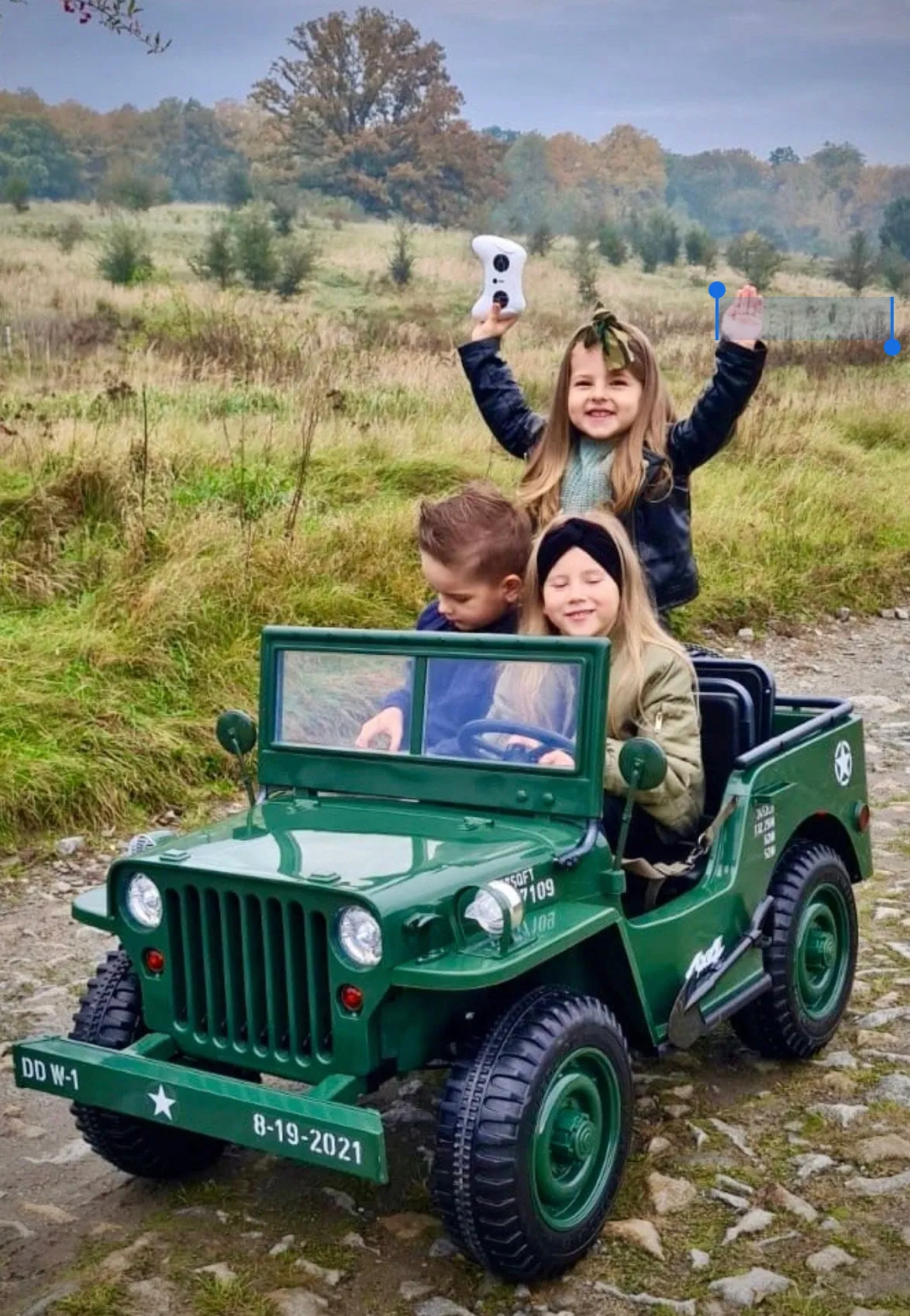 2025 Military / Army 24V Willy 4x4 Jeep Style Truck Upgraded | 3 Seater Kids Ride-On | Leather Seats | Rubber Tires | Remote