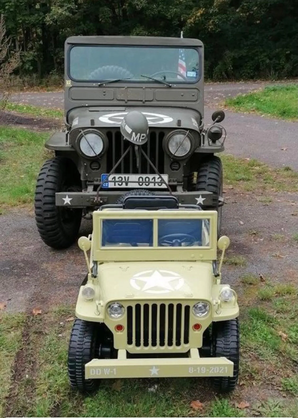 2025 Military / Army 24V Willy 4x4 Jeep Style Truck Upgraded | 3 Seater Kids Ride-On | Leather Seats | Rubber Tires | Remote
