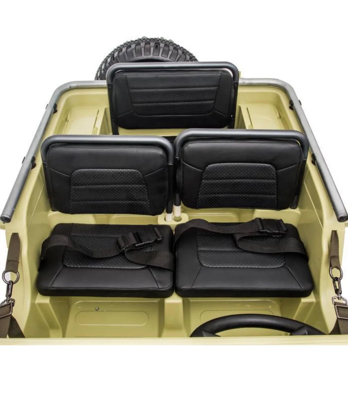 2025 Military / Army 24V Willy 4x4 Jeep Style Truck Upgraded | 3 Seater Kids Ride-On | Leather Seats | Rubber Tires | Remote