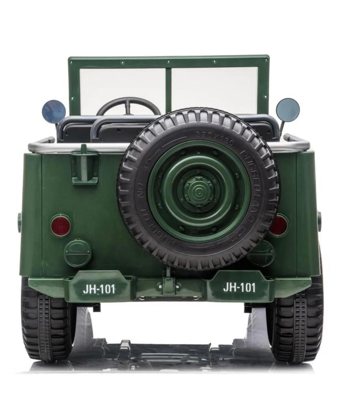 2025 Military / Army 24V Willy 4x4 Jeep Style Truck Upgraded | 3 Seater Kids Ride-On | Leather Seats | Rubber Tires | Remote