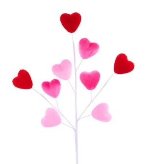 20.5"L Velvet Heart Spray: Red, Pink, Light Pink - HV1374CX