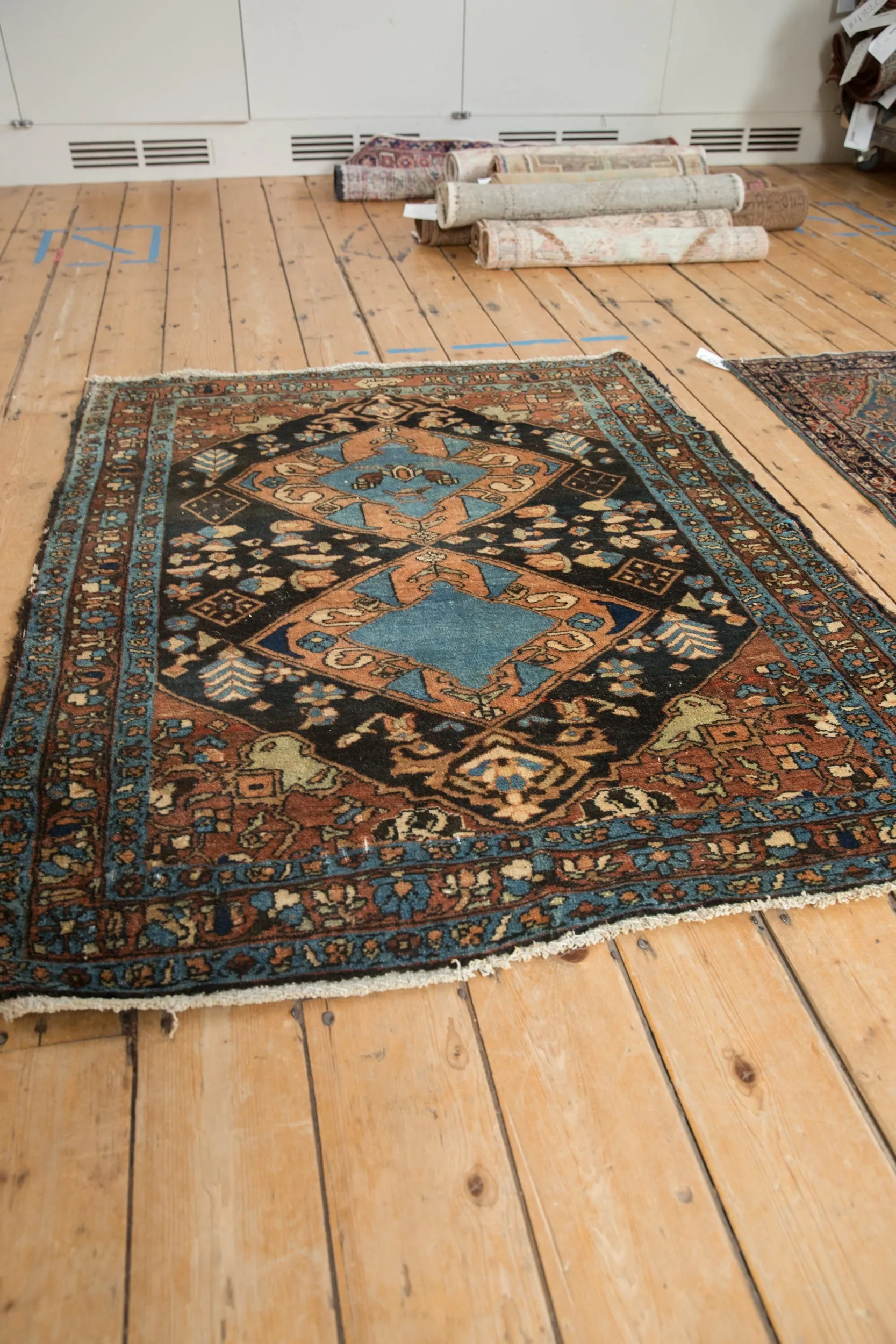 3.5x4.5 Vintage Fine Heriz Square Rug