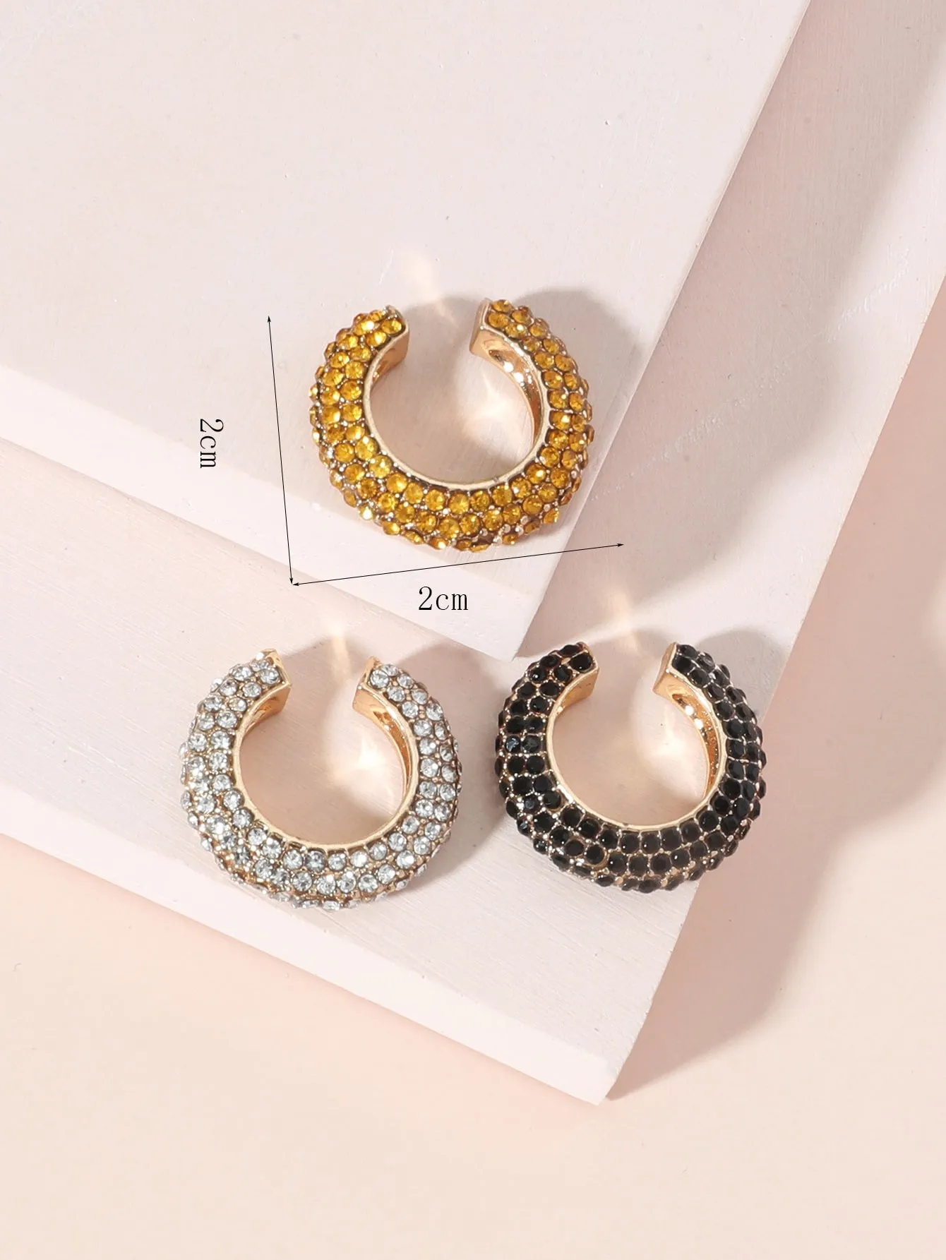 3pcs Rhinestone Decor Ear Cuff - Multicolor