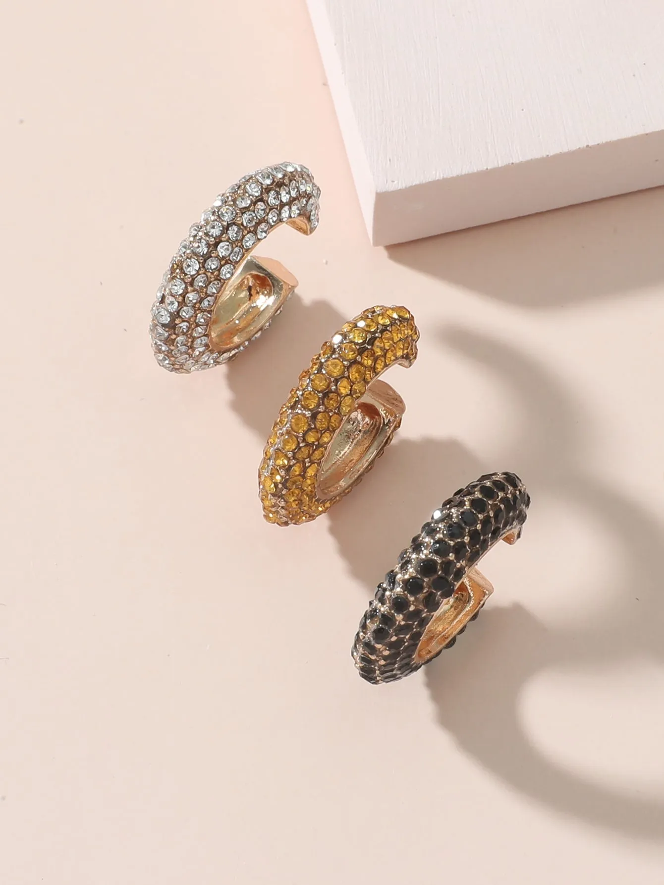 3pcs Rhinestone Decor Ear Cuff - Multicolor