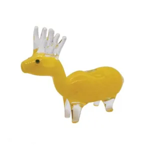 5.5" Deer Shaped Colorful Frit Glass Hand Pipe - Design May Vary - (1 Count)