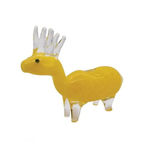 5.5" Deer Shaped Colorful Frit Glass Hand Pipe - Design May Vary - (1 Count)