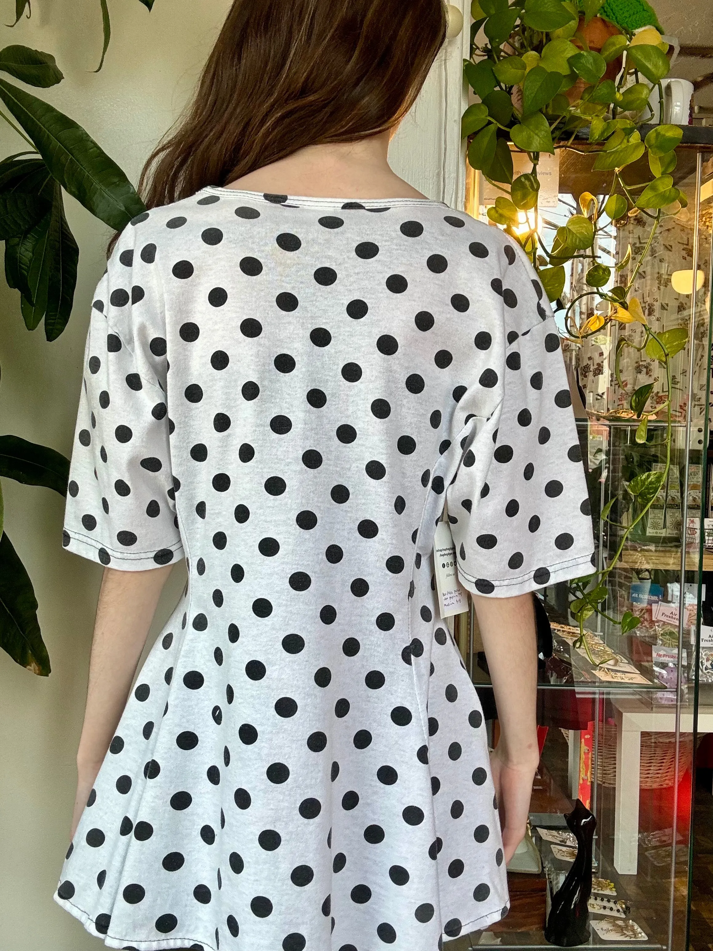 80s/90s polka dot peplum top