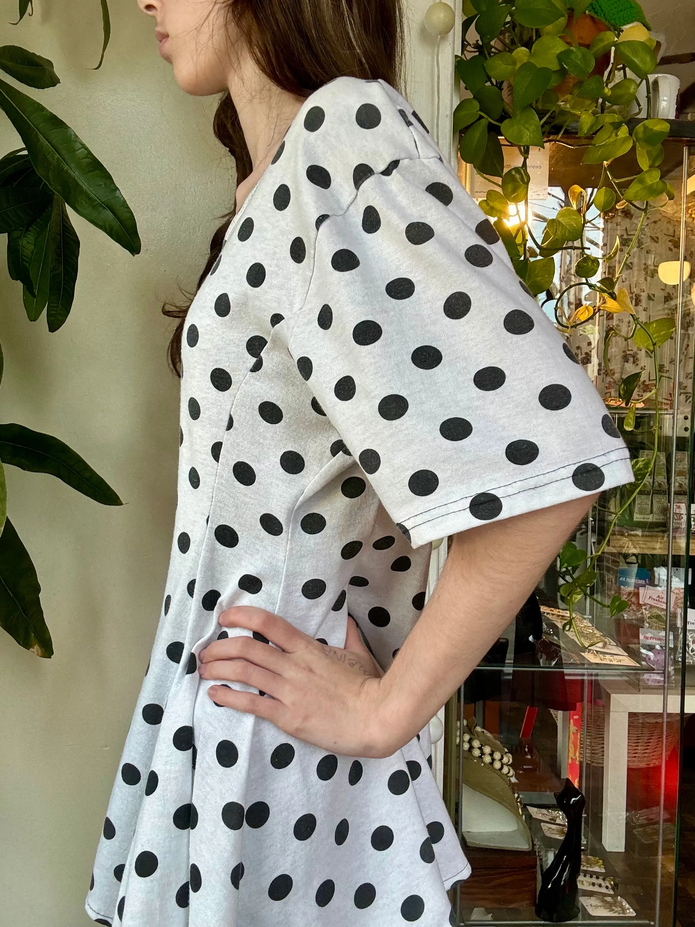 80s/90s polka dot peplum top