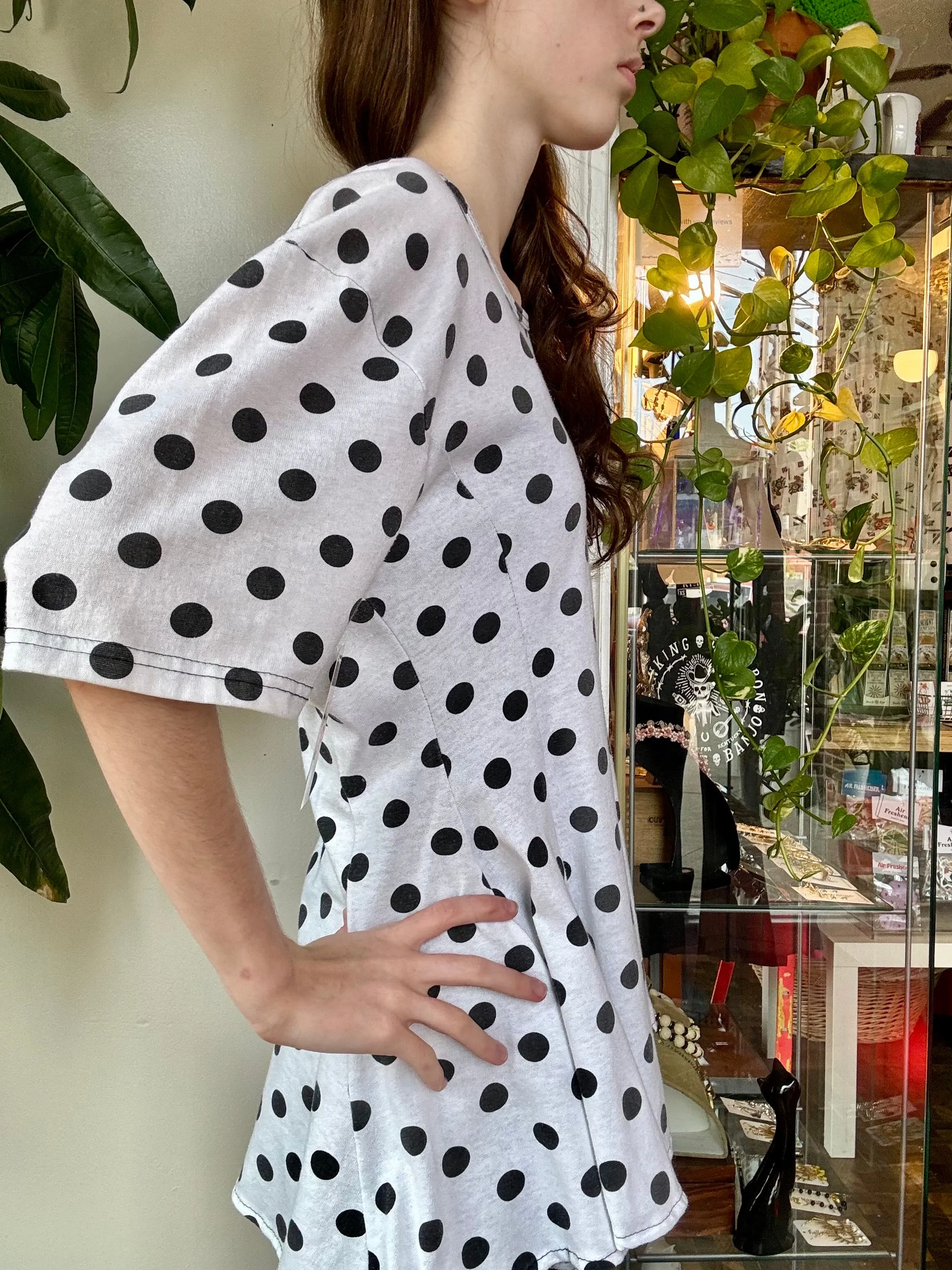 80s/90s polka dot peplum top