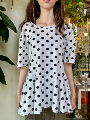 80s/90s polka dot peplum top