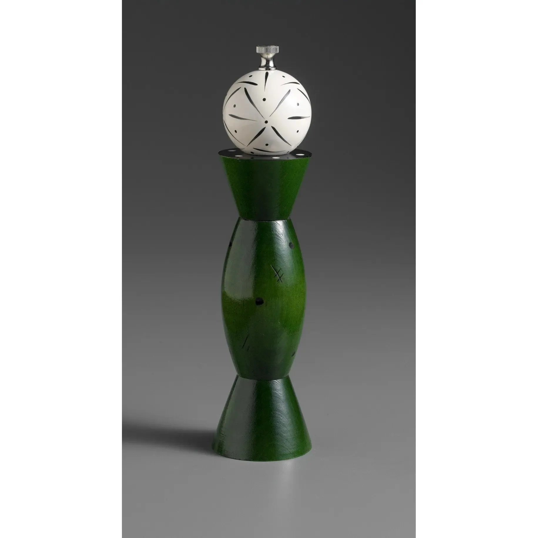 Aero in Green, Black, and White Wooden Salt Shaker or Pepper Mill Grinder by Robert Wilhelm of Raw Design