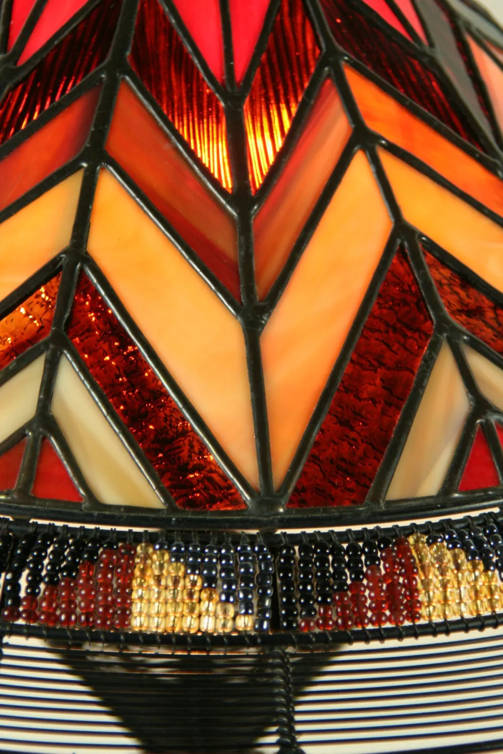 African Tiffany Style Stained Glass, Bead and Wire Lamp