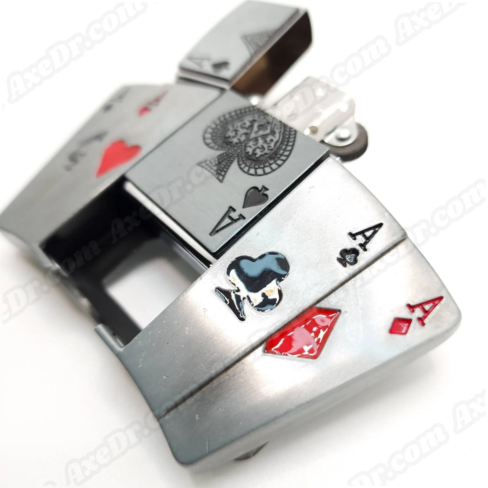All Aces Lighter Belt Buckle w/ 100% Vegan Leather Snap Button Belt