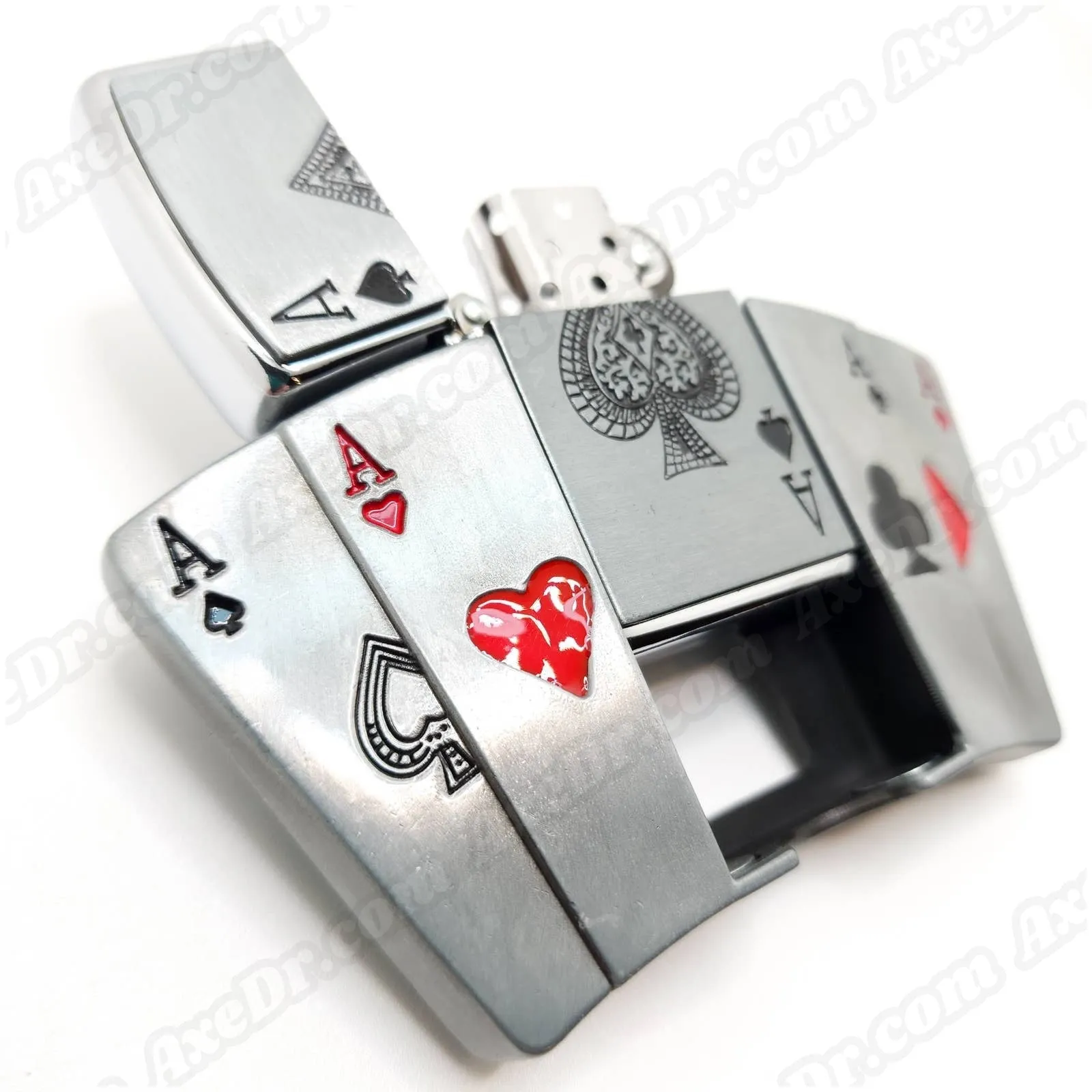 All Aces Lighter Belt Buckle w/ 100% Vegan Leather Snap Button Belt