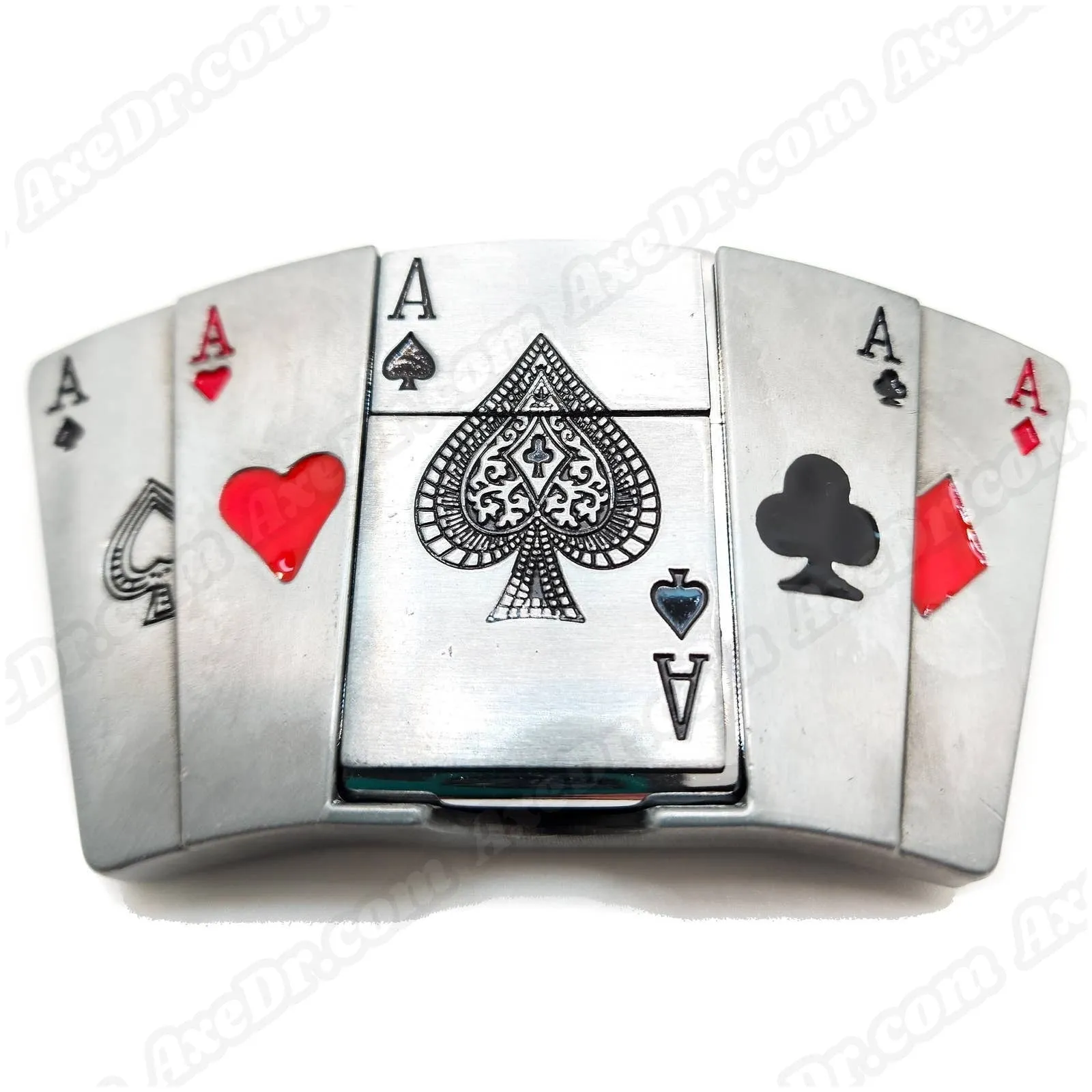 All Aces Lighter Belt Buckle w/ 100% Vegan Leather Snap Button Belt