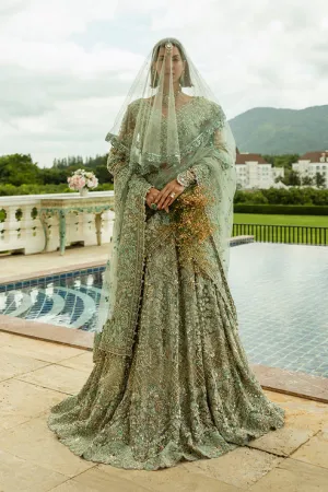 Aqua Green Net Lehenga Choli Pakistani Bridal Dress