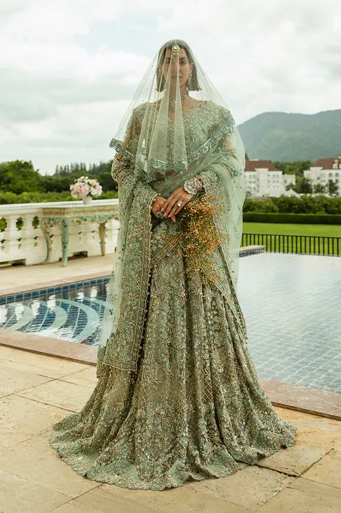 Aqua Green Net Lehenga Choli Pakistani Bridal Dress