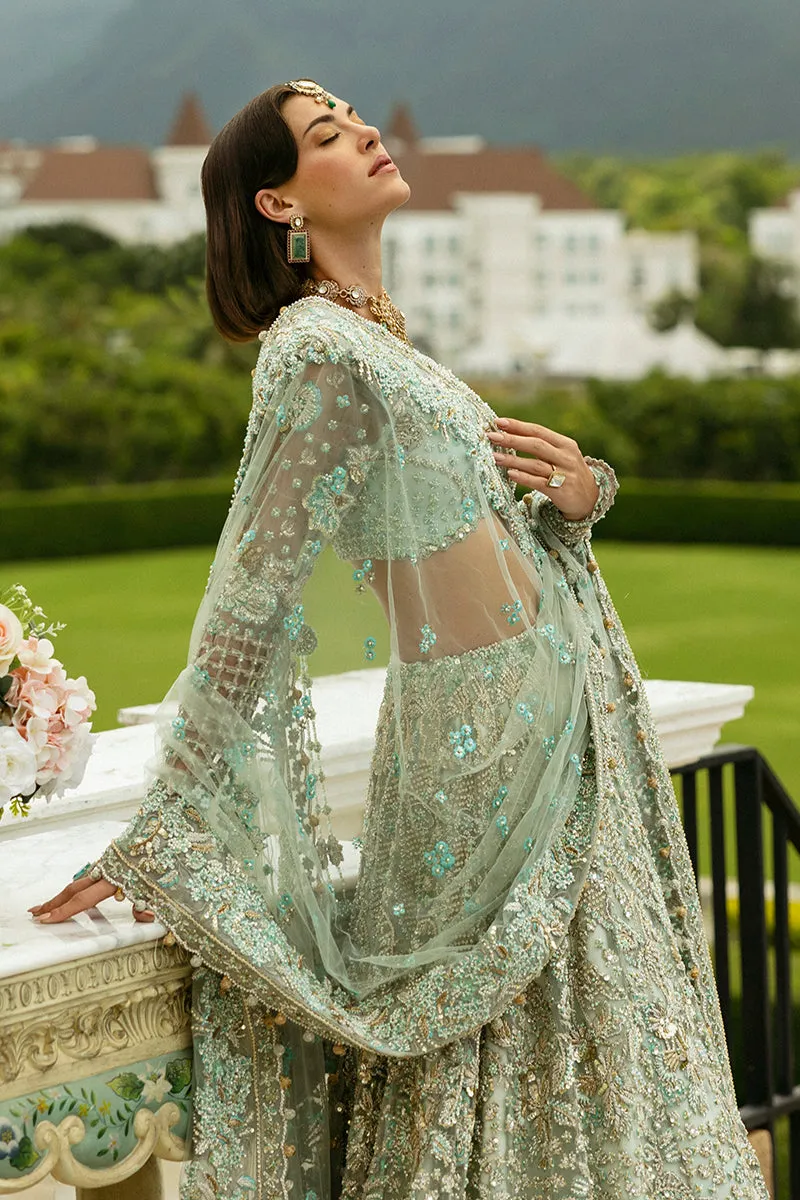 Aqua Green Net Lehenga Choli Pakistani Bridal Dress