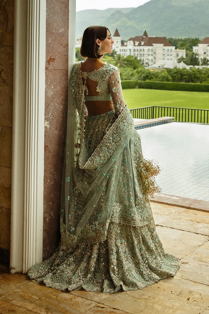 Aqua Green Net Lehenga Choli Pakistani Bridal Dress