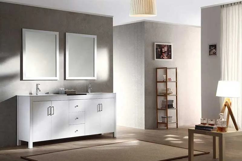 Ariel Hanson 72" Double Sink Vanity Set in White