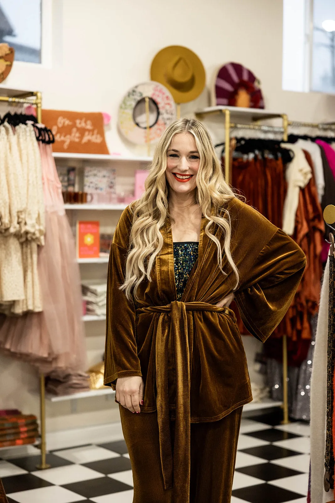 ash cardi duster in gold dust velvet