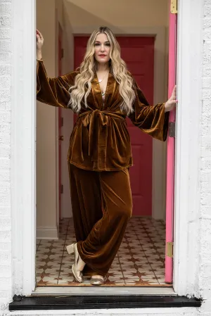 ash cardi duster in gold dust velvet