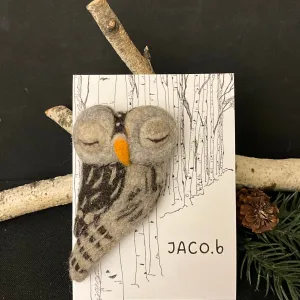 Barred Owl Needlefelted Brooch