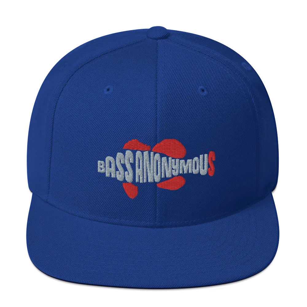 Bass Anonymous Snapback Hat Swim Logo Gray/Red fins and tails