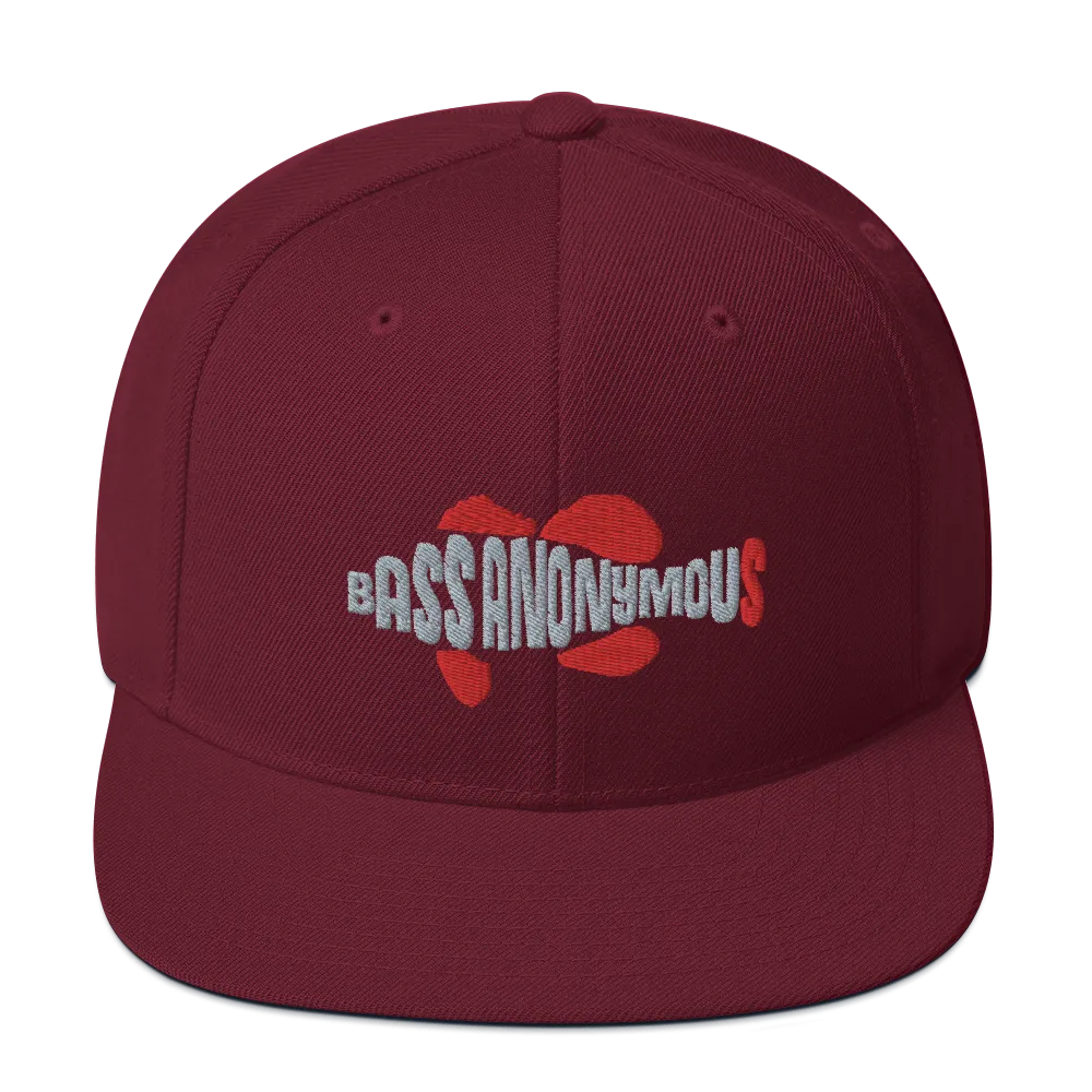 Bass Anonymous Snapback Hat Swim Logo Gray/Red fins and tails