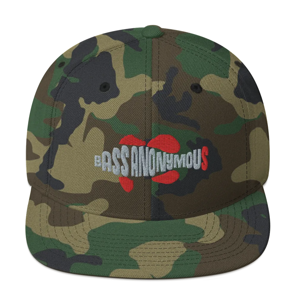 Bass Anonymous Snapback Hat Swim Logo Gray/Red fins and tails