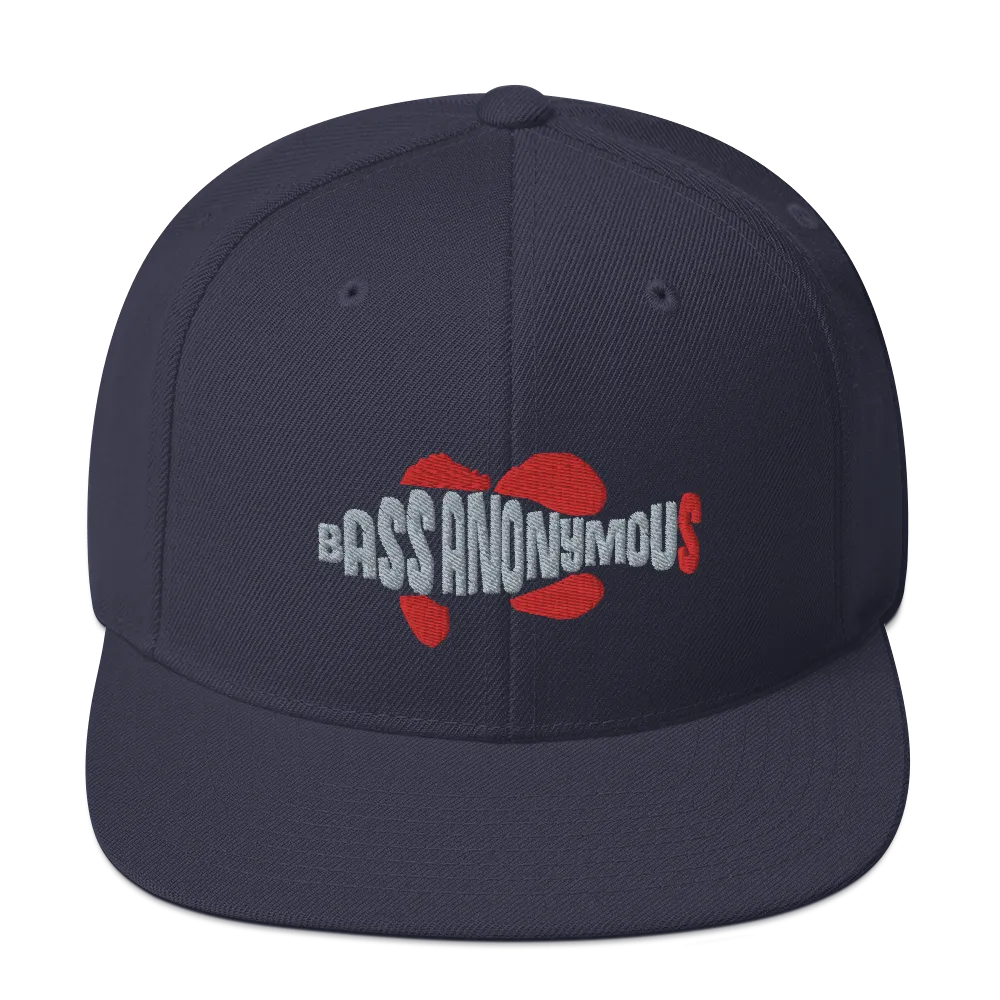 Bass Anonymous Snapback Hat Swim Logo Gray/Red fins and tails