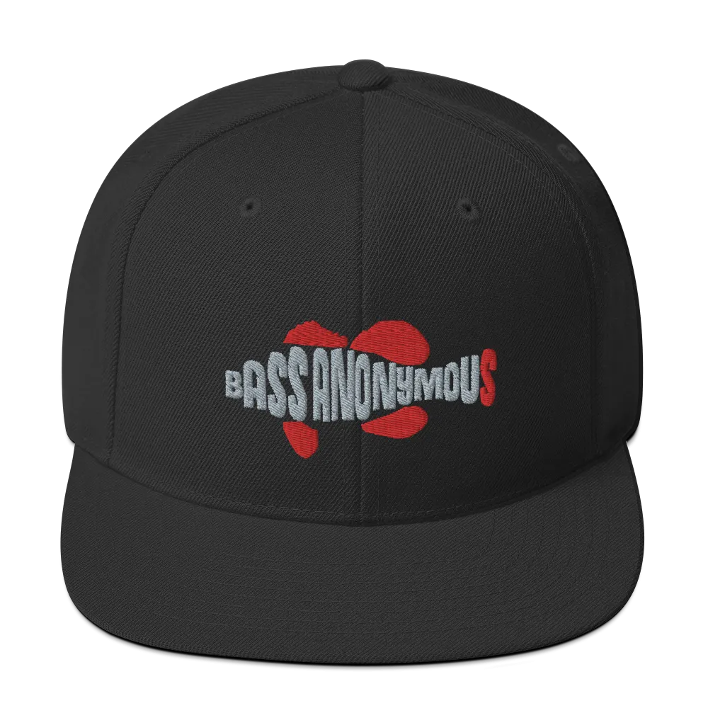 Bass Anonymous Snapback Hat Swim Logo Gray/Red fins and tails