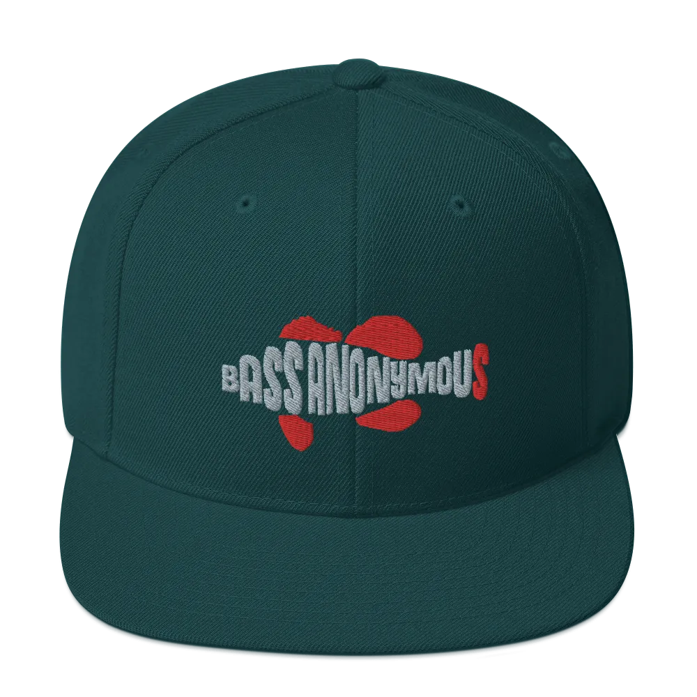 Bass Anonymous Snapback Hat Swim Logo Gray/Red fins and tails