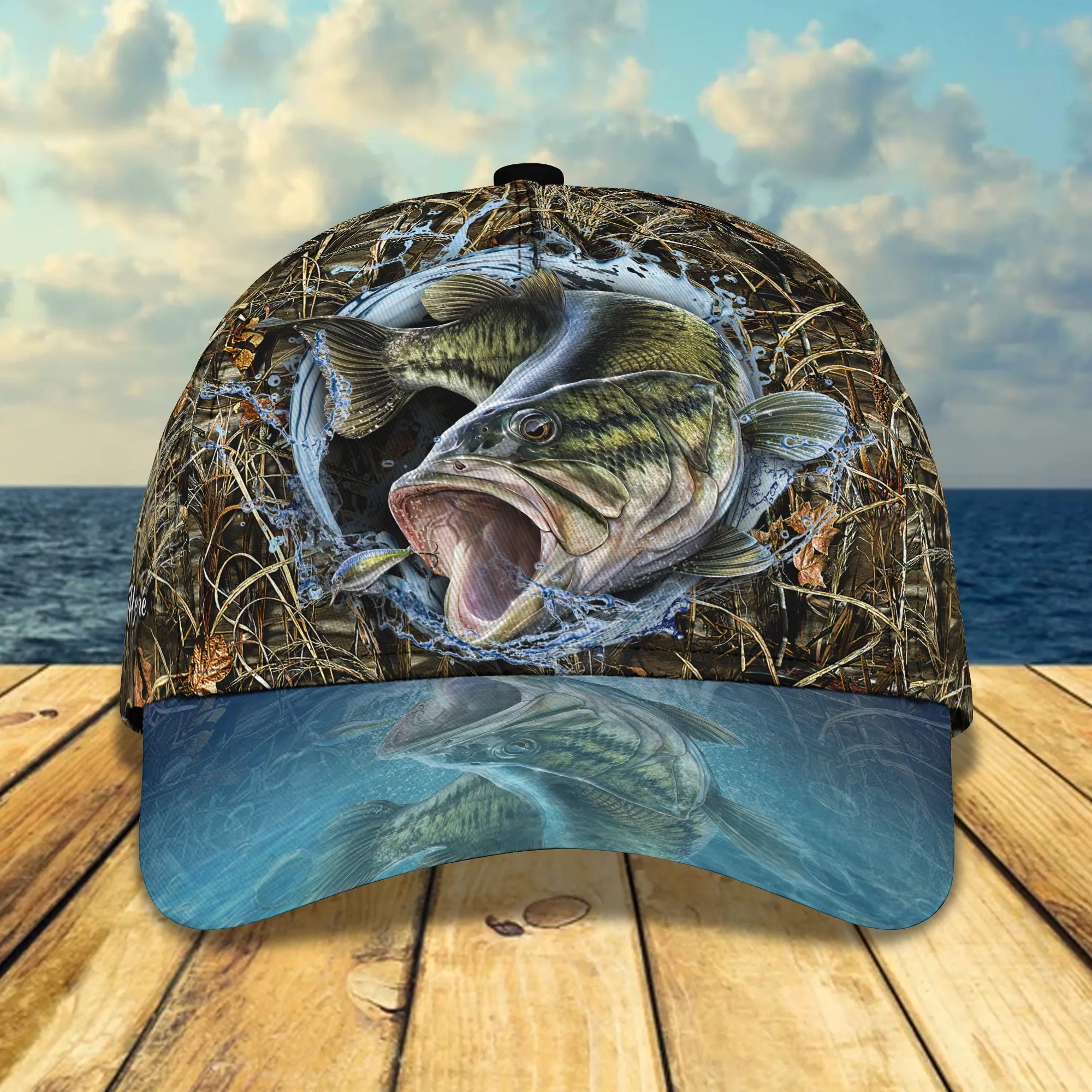 Bass Fishing 2 - Personalized Name Cap - Boom