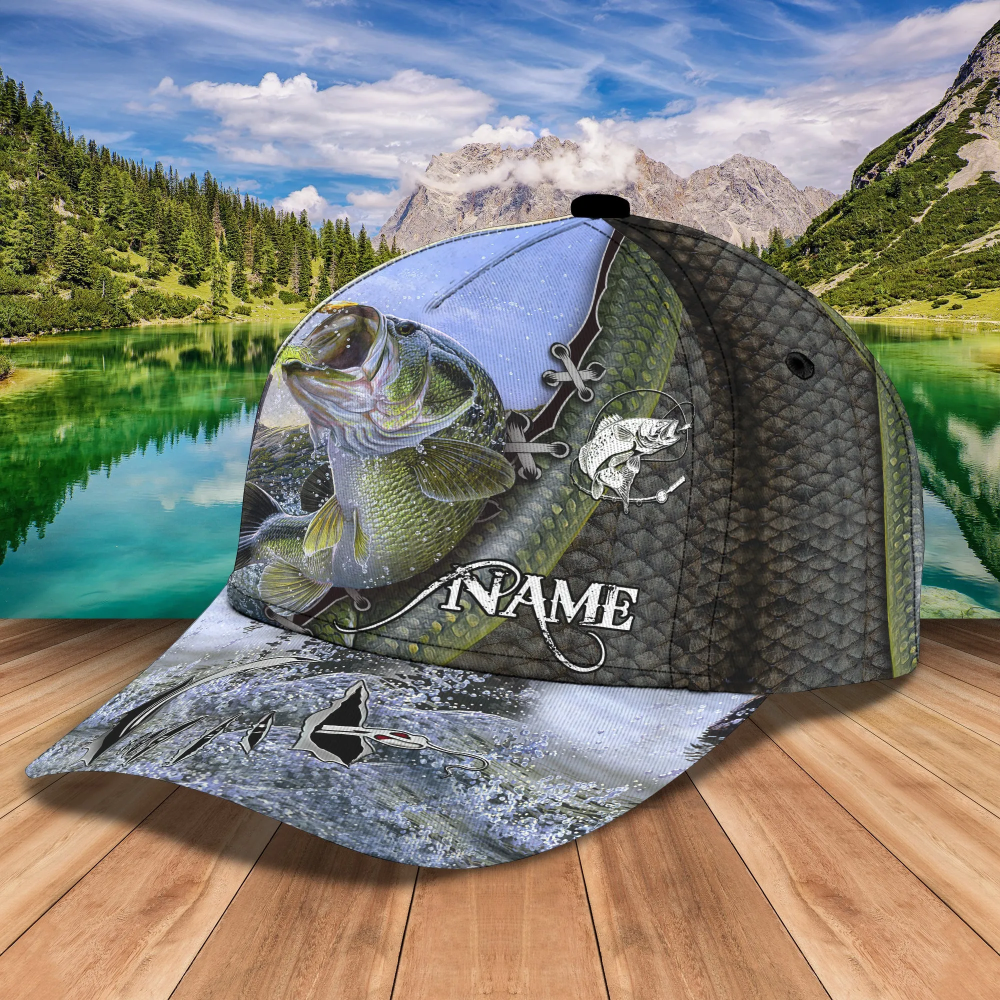 Bass Fishing - Personalized Name Cap 9 - Nvc97
