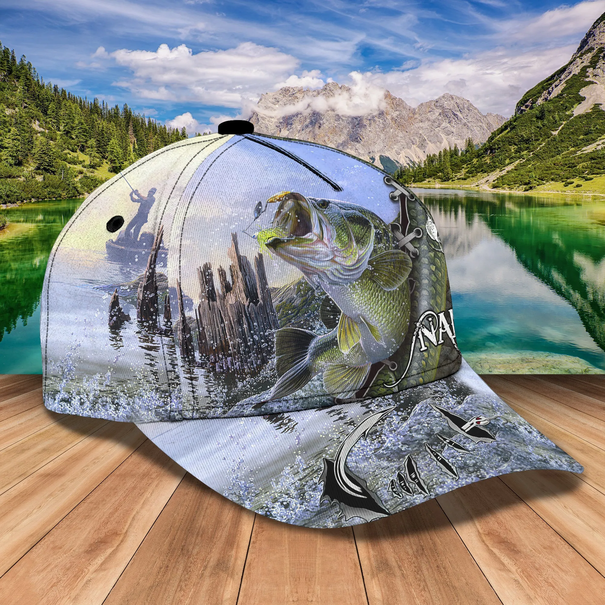 Bass Fishing - Personalized Name Cap 9 - Nvc97