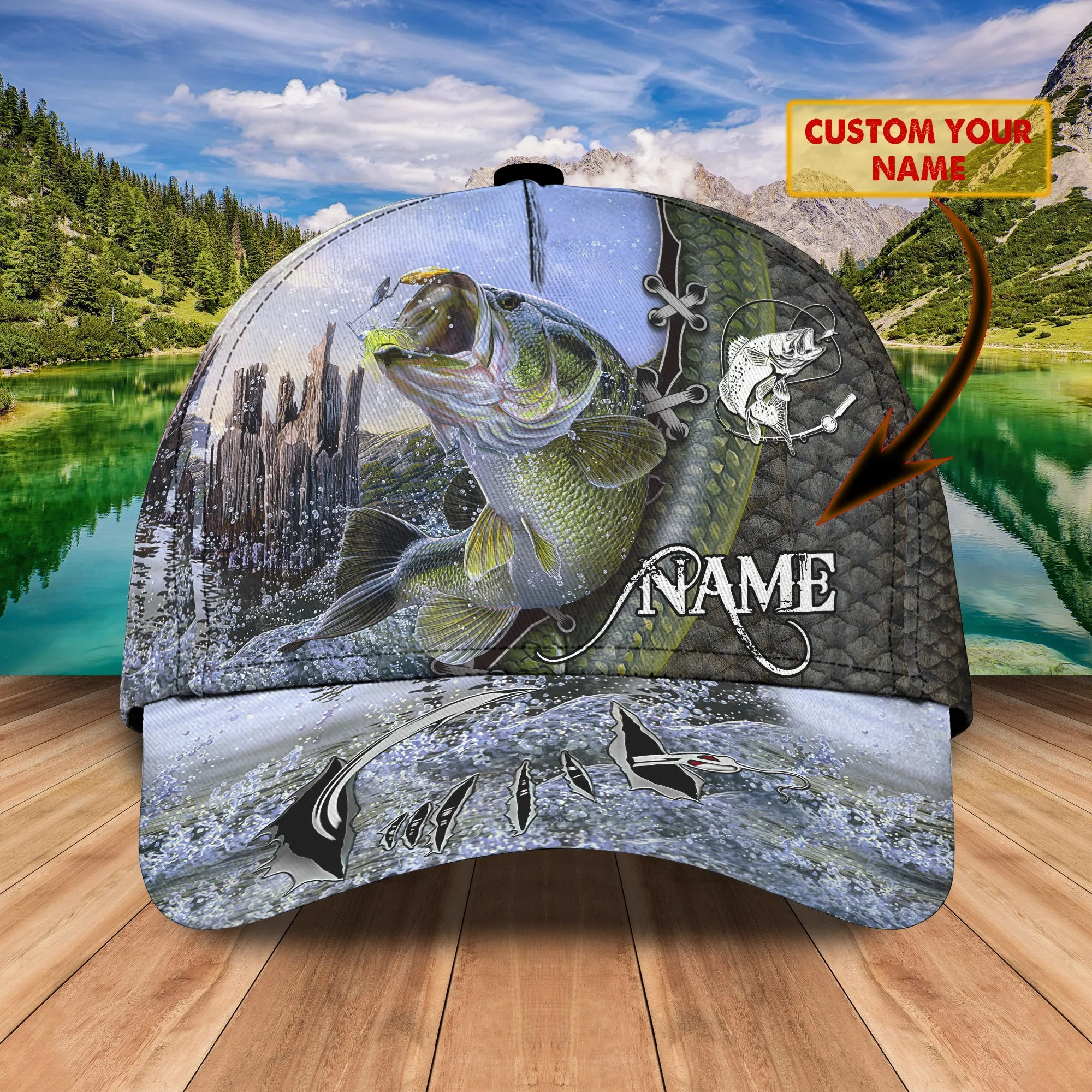 Bass Fishing - Personalized Name Cap 9 - Nvc97