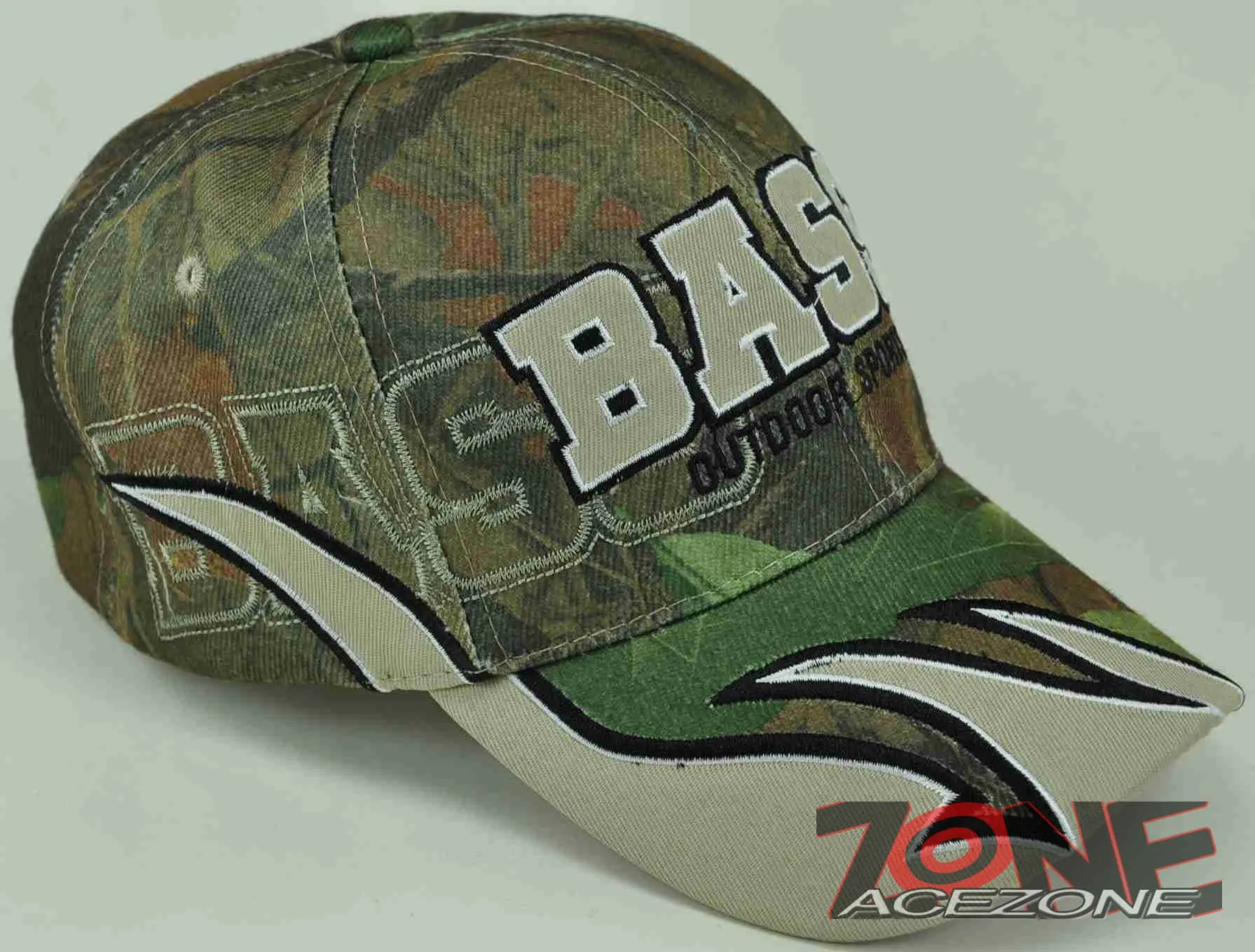 BASS OUTDOOR SPORTS FISHING FLAME CAP HAT CAMO