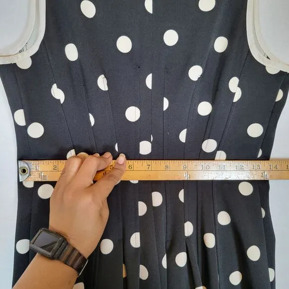 Betsey Johnson Womens Polka Dot Full Zip Scuba Dress Size 10 Black Retro Vintage