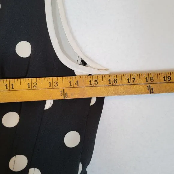 Betsey Johnson Womens Polka Dot Full Zip Scuba Dress Size 10 Black Retro Vintage