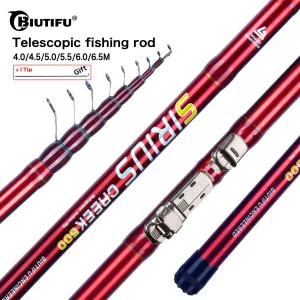 BIUTIFU Telescopic Fishing Rod 4/4.5/5/5.5/6/6.5m T800 Carbon Travel UltraLight Spinning Float Outdoor 30g Trout Bolognese Pole