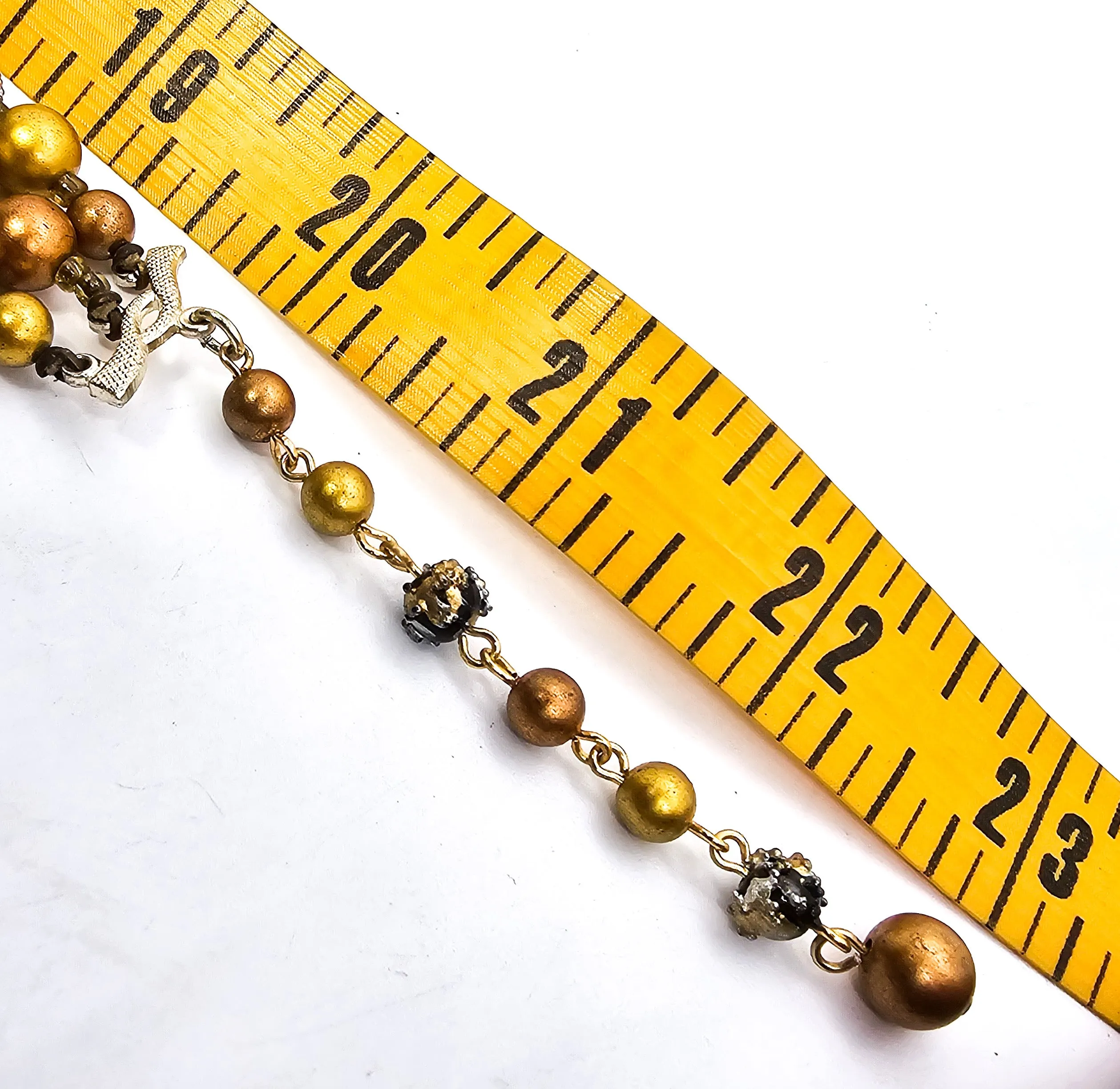 Black and Gold three strand graduated vintage mid century beaded Japan necklace