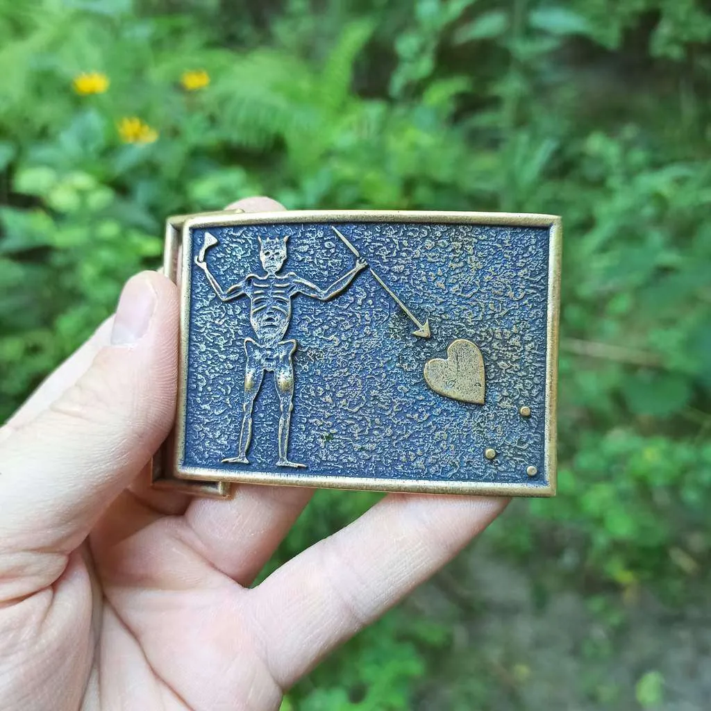 Blackbeard the Pirate flag custom belt buckle