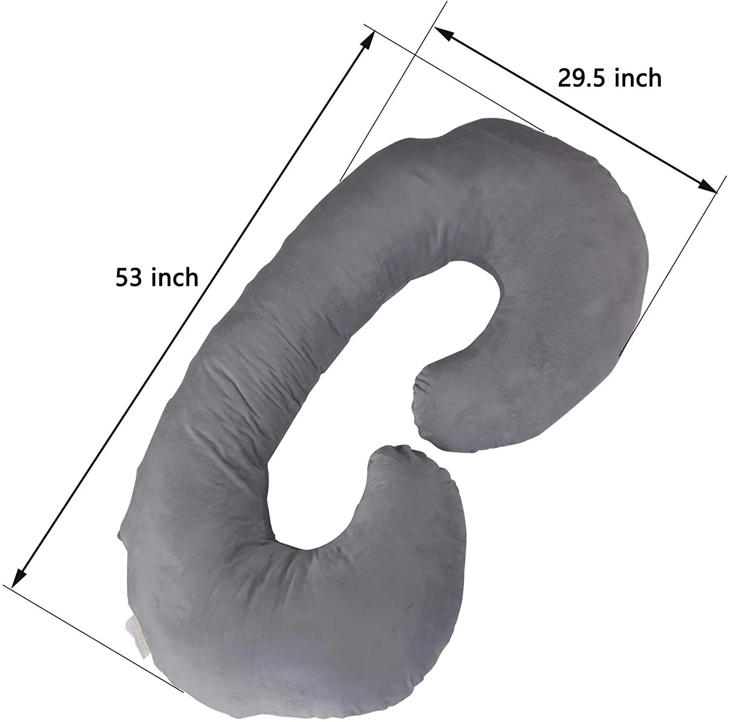 C-Shape Full Body Pillow 53 Inch Maternity Pillow with Washable Velvet Cover Nursing Support Cushion, Support for Back