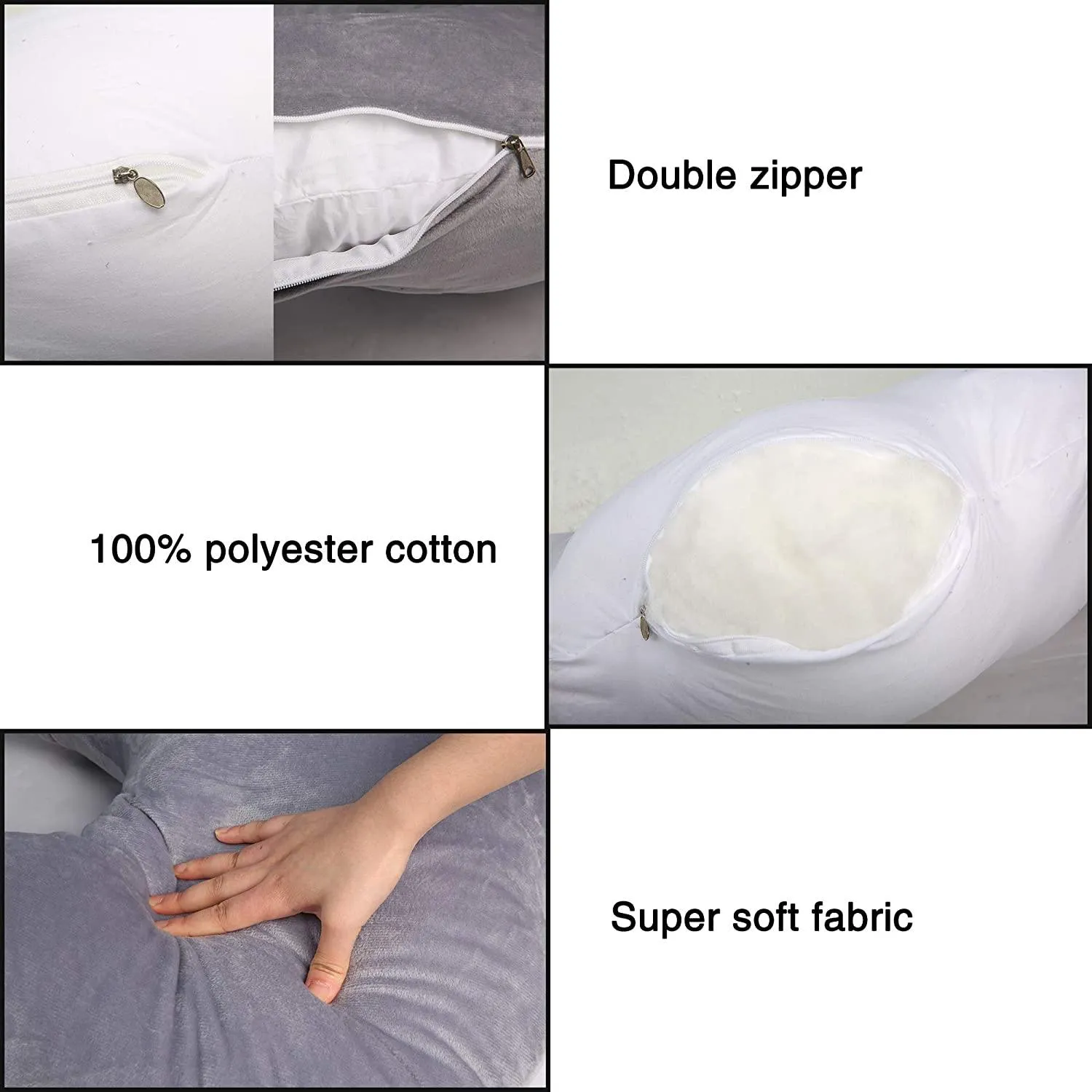 C-Shape Full Body Pillow 53 Inch Maternity Pillow with Washable Velvet Cover Nursing Support Cushion, Support for Back