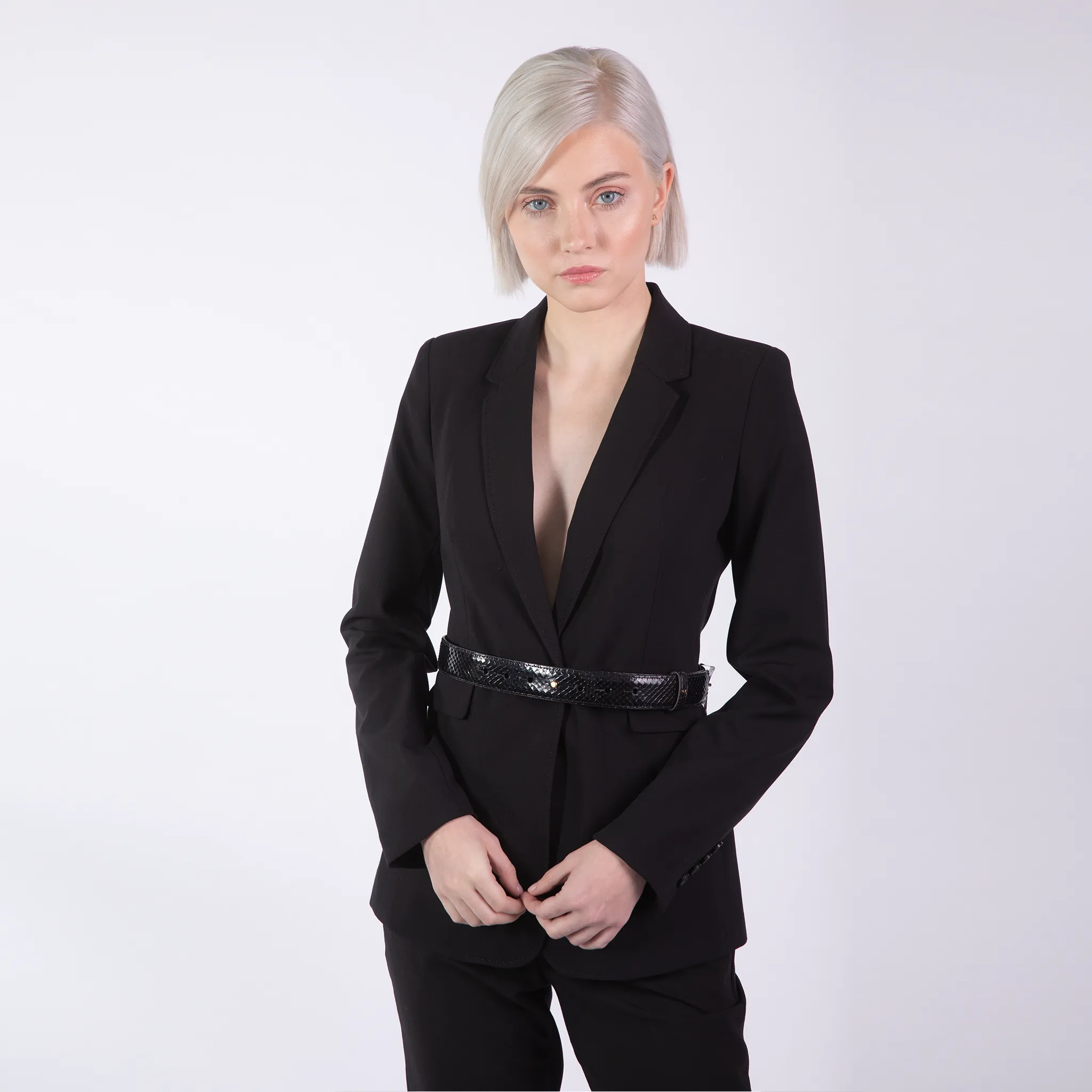 CA Amazon Black Alligator and Black Python Couture Waist Belt