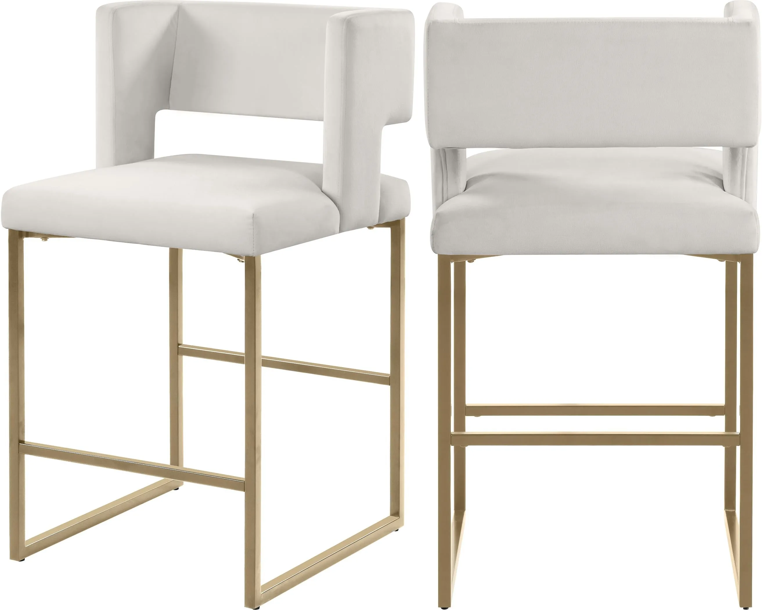 Caleb Cream Velvet Counter Stool